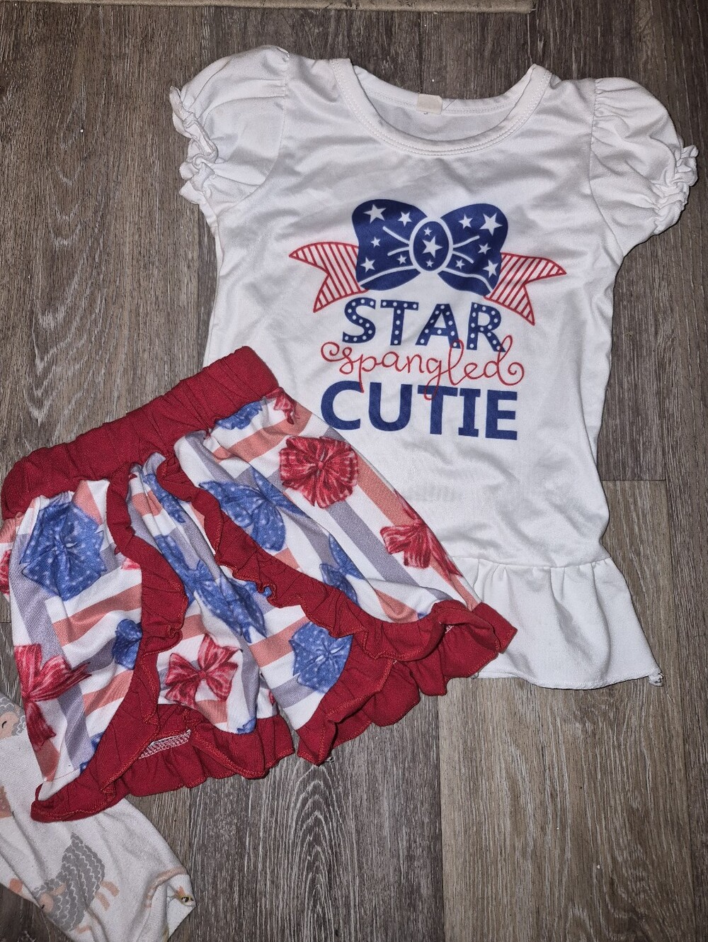 Children's 'Star Spangled Cutie' White & Red Pajama Set